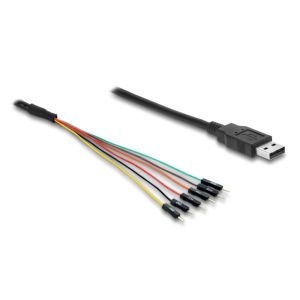 Delock muunnin USB 2.0 Type-A - UART TTL (5 V) -liitäntään, 6-pin uros TX/RX/CTS/RTS 1.8 m