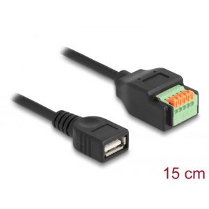 USB 2.0 -kaapeli A naaras - riviliitinsovitin painikkeella 15 cm