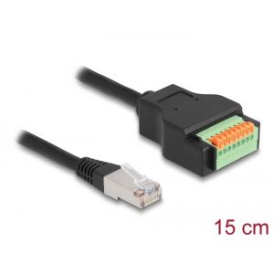 RJ45-kaapeli Cat.5e urosliitin - riviliitinsovitin painikkeella 15 cm