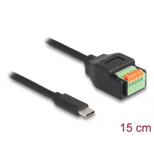 USB 2.0 -kaapeli USB Type-C™ uros - riviliitinsovitin 15 cm painikkeella