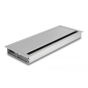 Kaapeliläpivienti pöytäasennukseen harjalla 300 x 120 x 28 mm hopea