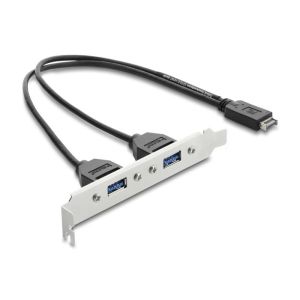 Delock USB Type-E key A uros - 2 x USB 5 Gbps Type-A -naaras korttipaikka sovitin
