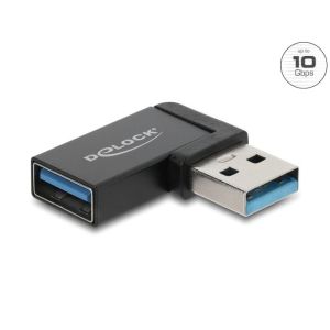 Delock-sovitin USB 10 Gbps Type-A uros-naaras, vasenkulmainen