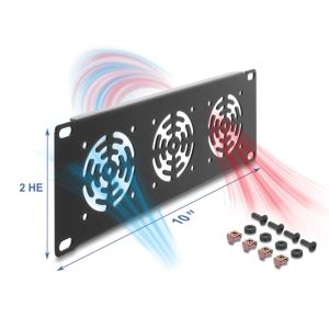 Delock 10″ 2U paneeli 3 tuulettimelle 60 x 60 mm tummanharmaa