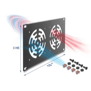 Delock 10" 3U paneeli kahdelle tuulettimelle 92 x 92 mm tummanharmaa