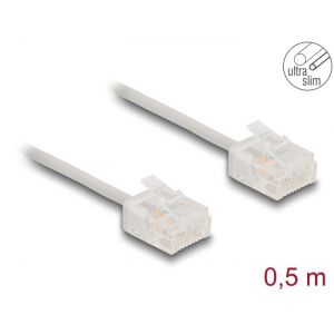 Ethernetkaapeli RJ45 Cat.6 UTP Ultra Slim, lyhyt liitin, harmaa 0,5 m