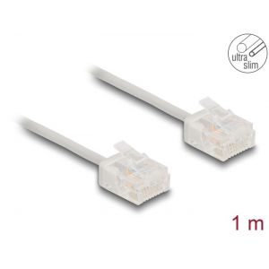 Ethernetkaapeli RJ45 Cat.6 UTP Ultra Slim, lyhyt liitin, harmaa 1,0 m