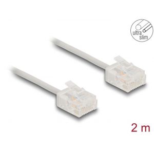 Ethernetkaapeli RJ45 Cat.6 UTP Ultra Slim, lyhyt liitin, harmaa 2,0 m