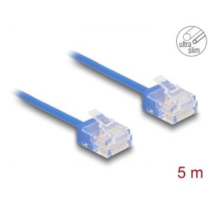Ethernetkaapeli RJ45 Cat.6 UTP Ultra Slim, lyhyt liitin, sininen 5,0 m