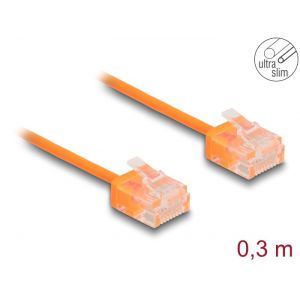 Ethernetkaapeli RJ45 Cat.6 UTP Ultra Slim, lyhyt liitin, oranssi 0,3 m