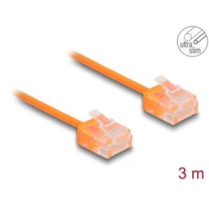 Ethernetkaapeli RJ45 Cat.6 UTP Ultra Slim, lyhyt liitin, oranssi 3,0 m