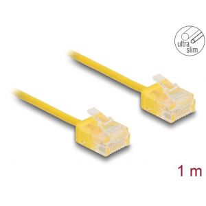 Ethernetkaapeli RJ45 Cat.6 UTP Ultra Slim, lyhyt liitin, keltainen 1,0 m