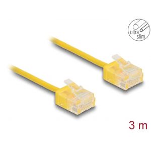 Ethernetkaapeli RJ45 Cat.6 UTP Ultra Slim, lyhyt liitin, keltainen 3,0 m