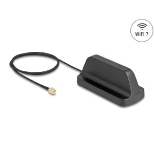 Delock WiFi 7 -antenni RP-SMA 2.5 - 3.6 dBi omnidirectional, magneettijalusta, ULA100 1 m
