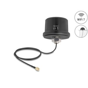 Delock WiFi 7 -antenni RP-SMA 3.1 - 3.5 dBi omnidirectional ULA100 1 m kattoasennus ulkokäyttöön musta