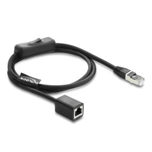 Delock RJ45 Cat.6 F/UTP uros-naaras On/Off kytkimellä 1 m