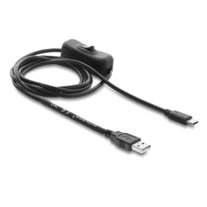 Delock USB-virtakaapeli A-C uros - uros, kytkimellä, 1,5 m