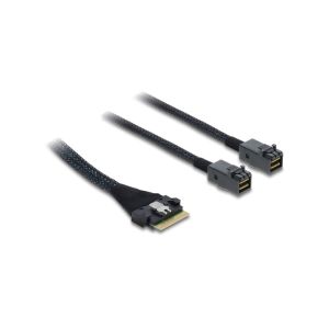 Delock PCIe 4.0 Slim SAS SFF-8654 8i - 2 x Mini SAS HD SFF-8643 0,5 m kaapeli