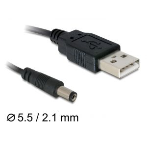 Delock USB - DC 5.5 x 2.1 mm 1,0m virtakaapeli