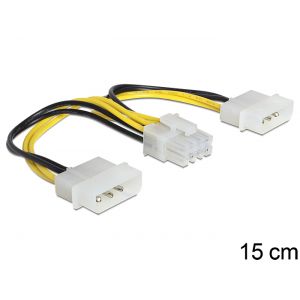 Delock 8 pin EPS emolevy - 2 x molex adapteri 15cm