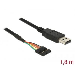 Delock muunnin USB 2.0 uros> TTL 6-napainen naarasliitin 1,8 m (3,3 V)