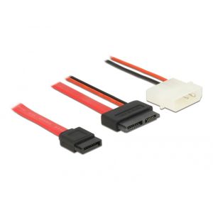 Delock SATA 6 Gb/s 7-pin liitin + 4-nastainen virtapistoke (5 V) > Slim SATA 13-pin 50cm