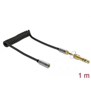 3,5mm:n kierrekaapeli 3-pin stereo uros-naaras ruuvisovittimella 6,35mm 1 m