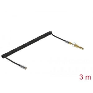 3,5 mm kierrekaapeli 3-pin stereo uros - naaras 6,35 mm ruuvisovittimella 3 m