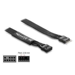 Delock HD Audio litteä emolevyn jatkokaapeli 9-pin uros - naaras 50 cm, musta