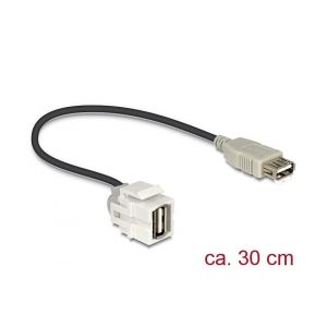 Delock Keystone Module USB 2.0 A female > USB 2.0 A female 250° with cable