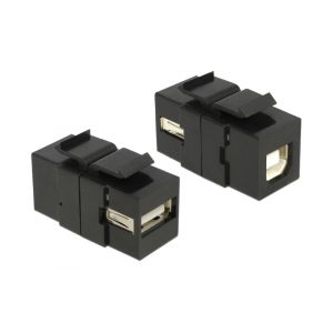Delock Keystone Module USB 2.0 A female > USB 2.0 B female black