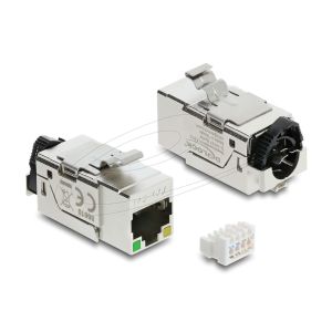 Delock Keystone-liitin RJ45 Cat.6A STP PoE-LEDillä