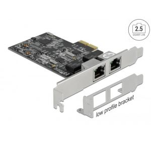 Delock PCI Express x2 -kortti 2 x RJ45 2,5 Gigabit LAN RTL8125 verkkokortti