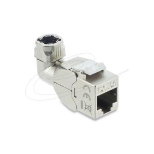 Keystone-liitin, RJ45-liitin LSA Cat.6A -liittimeen, työkaluton, 90° kulmassa, suojattu