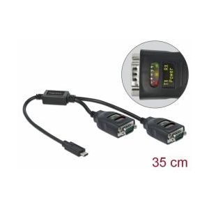 USB Type-C  -sovitin 2 x sarja-adapteri RS-232 DB9, 15 kV ESD-suojauksella