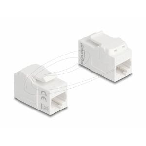 Delock Keystone -moduuliliitin RJ45 naaras- RJ45 naaras UTP Cat.6A, valkoinen