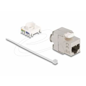Keystone-moduuli Cat.6A -suojattu , ohut/lyhyt RJ45-liitin LSA Cat.6A -suojattuun 180° työkaluton