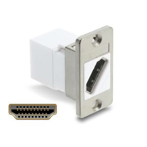 Delock paneelikiinnike HDMI naaras-naaras diagonaalinen 8K 60 Hz valkoinen