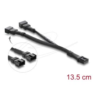 Delock Y-tuuletinkaapeli, 1 x 4-pin PWM naaras - 2 x 4-pin PWM uros 13,5 cm