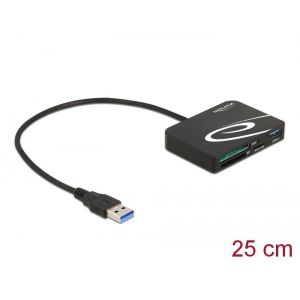 Delock-kortinlukija XQD / SD / Micro SD -muistikorteille + USB Type-A -portti