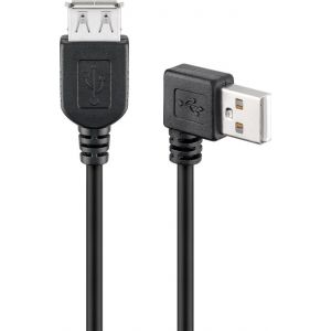 USB 2.0 A-A, uros/naaras 0.30 m jatkokaapeli 90° kulmalla