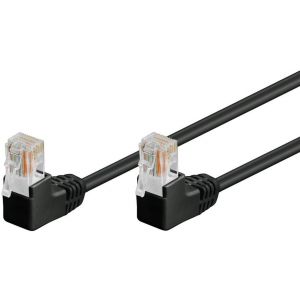 Ethernetkaapeli 90° kulmalla Cat 5e U/UTP musta 1,0m