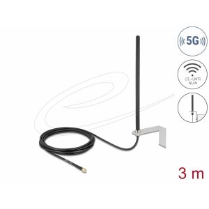 Delock 5G LTE -antenni, SMA-liitin, 3-5 dBi, monisuuntainen, kiinteä 3m kaapeli
