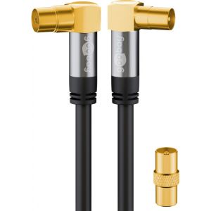 Antennikaapeli 2xkulma, kullatut liittimet 135dB, 3m musta