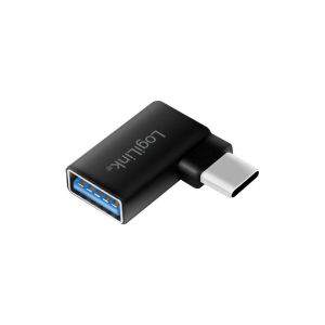USB 3.2 Gen 1 USB-C -sovitin - A naaras, 90° kulmassa, musta