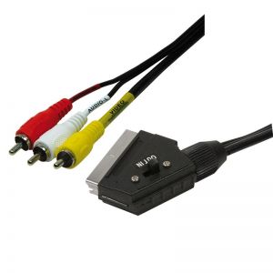 Scart - 3 x RCA uros kaapeli 2m