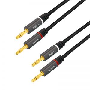 Audiokaapeli, 2x2 banaaniliitin, metalli, musta, 3 m