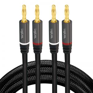 Audiokaapeli, 2x2 banaaniliitin, metalli, musta, 5 m