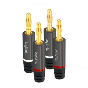 Audio Banaaniliittimet  (4 kpl), metallia, harmaa