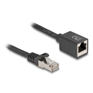 Delock jatkokaapeli RJ45 uros-naaras Cat.6A S/FTP 0,5 m musta